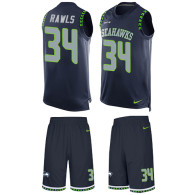 Seahawks -34 Thomas Rawls Steel Blue Team Color Stitched NFL Limited Tank Top Suit Jersey