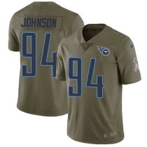 Nike Titans -94 Austin Johnson Olive Stitched NFL Limited 2017 Salute to Service Jersey