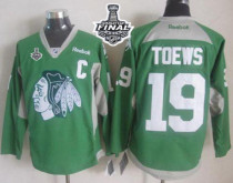 Chicago Blackhawks -19 Jonathan Toews Green Practice 2015 Stanley Cup Stitched NHL Jersey