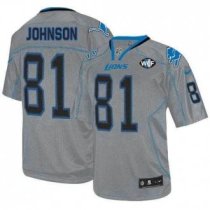 Nike Lions -81 Calvin Johnson Lights Out Grey With WCF Patch Jersey