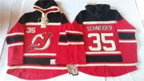 New Jersey Devils -35 Cory Schneider Red Sawyer Hooded Sweatshirt Stitched NHL Jersey