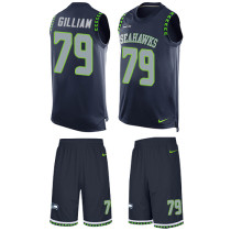 Seahawks -79 Garry Gilliam Steel Blue Team Color Stitched NFL Limited Tank Top Suit Jersey