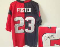 Nike Houston Texans -23 Arian Foster Navy Blue Red Mens Stitched NFL Autographed Elite Split Jersey