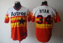 Mitchell and Ness Houston Astros #34 Nolan Ryan White Orange Stitched Throwback MLB Jersey