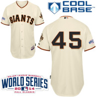 San Francisco Giants #45 Travis Ishikawa Cream Home Cool Base W 2014 World Series Patch Stitched MLB