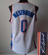 Revolution 30 Autographed Oklahoma City Thunder -0 Russell Westbrook White Stitched NBA Jersey