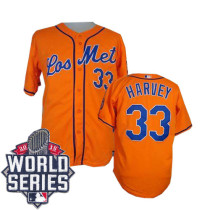 New York Mets -33 Matt Harvey Orange Los New York Mets Cool Base W 2015 World Series Patch Stitched