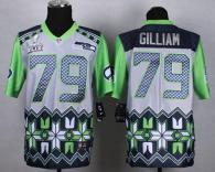 Nike Seattle Seahawks #79 Garry Gilliam Grey Super Bowl XLIX Men's Stitched NFL Elite Noble Fashion