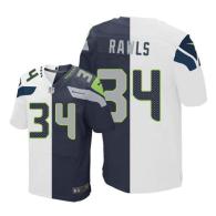 Nike Seahawks -34 Thomas Rawls White Steel Blue Stitched NFL Elite Split Jersey