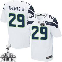 Nike Seattle Seahawks #29 Earl Thomas III White Super Bowl XLIX Men‘s Stitched NFL Elite Jersey