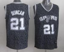 San Antonio Spurs -21 Tim Duncan Black Crazy Light Stitched NBA Jersey