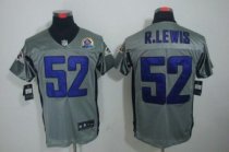Nike Ravens -52 Ray Lewis Grey Shadow With Hall of Fame 50th Patch Stitched NFL Elite Jersey
