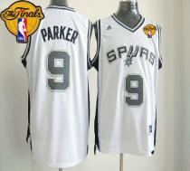 New Revolution 30 San Antonio Spurs -9 Tony Parker White Finals Patch Stitched NBA Jersey