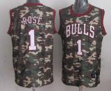 Chicago Bulls -1 Derrick Rose Camo Stealth Collection Stitched NBA Jersey