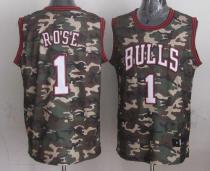 Chicago Bulls -1 Derrick Rose Camo Stealth Collection Stitched NBA Jersey
