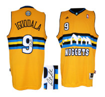 Autographed Denver Nuggets -9 Andre Iguodala Yellow Alternate Stitched NBA Jersey