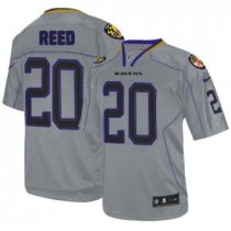 Nike Ravens -20 Ed Reed Lights Out Grey Stitched NFL Elite Jersey