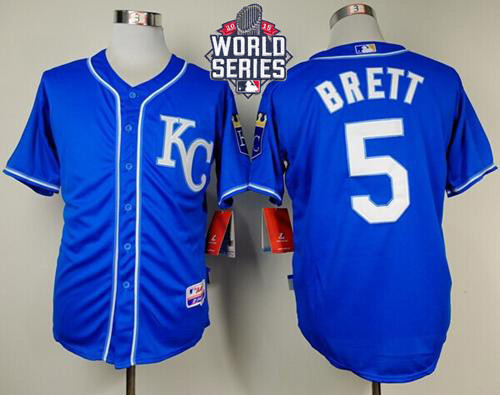 Kansas City Royals -5 George Brett Light Blue Alternate 2 Cool Base W 2015 World Series Patch Stitch