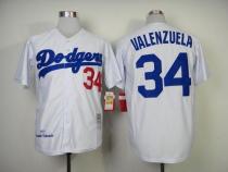 Mitchell And Ness 1955 Los Angeles Dodgers -34 Fernando Valenzuela White Throwback Stitched MLB Jers