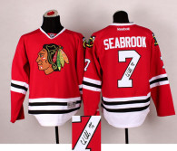 Autographed Chicago Blackhawks -7 Brent Seabrook Red NHL Jersey