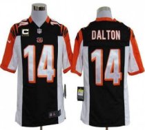 Nike Bengals -14 Andy Dalton Black Team Color With C Patch Stitched NFL Game Jersey