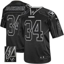 Nike Oakland Raiders #34 Bo Jackson Lights Out Black Men's Stitched NFL Elite Autographed Jersey