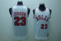 Mitchell and Ness Chicago Bulls -23 Michael Jordan Stitched White Throwback NBA Jersey