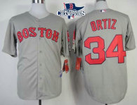 Boston Red Sox #34 David Ortiz Grey Cool Base 2013 World Series Champions Patch Stitched MLB Jersey