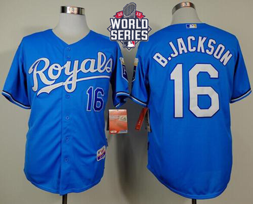 Kansas City Royals -16 Bo Jackson Light Blue Alternate Cool Base W 2015 World Series Patch Stitched