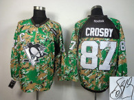 Autographed NHL Pittsburgh Penguins -87 Sidney Crosby Camo Veterans Day Practice Jersey