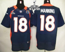 Nike Denver Broncos #18 Peyton Manning Navy Blue With Hall of Fame 50th Patch Super Bowl XLVIII Men'