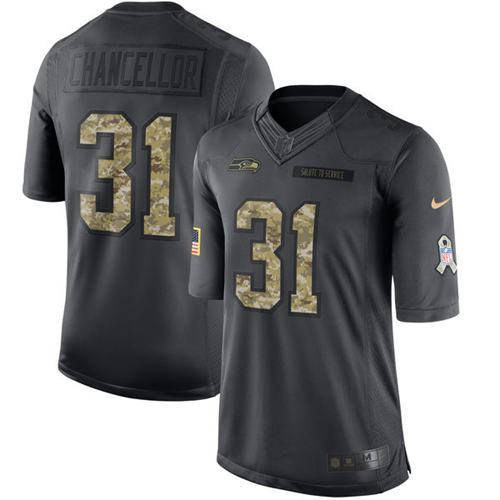 Seattle Seahawks -31 Kam Chancellor Nike Anthracite 2016 Salute to Service Jersey