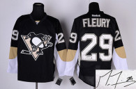 Autographed Pittsburgh Penguins -29 Andre Fleury Stitched Black NHL Jersey