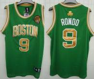 Boston Celtics -9 Rajon Rondo Stitched Green Gold Number Final Patch NBA Jersey