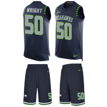 Seahawks -50 KJ Wright Steel Blue Team Color Stitched NFL Limited Tank Top Suit Jersey