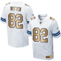 Nike Cowboys -82 Jason Witten White Stitched NFL Elite Gold Jersey