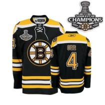 Boston Bruins 2011 Stanley Cup Champions Patch -4 Bobby Orr Black Stitched NHL Jersey