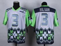 Nike Seattle Seahawks #3 Russell Wilson Grey Men‘s Stitched NFL Elite Noble Fashion Jersey