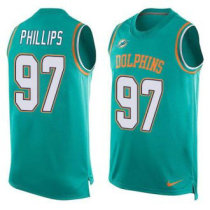 Nike Miami Dolphins -97 Jordan Phillips Aqua Green Team Color Stitched NFL Limited Tank Top Jersey