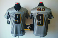 Autographed Nike New Orleans Saints #9 Drew Brees Grey Shadow Men's Stitched NFL Elite Jersey
