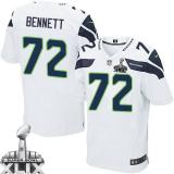 Nike Seattle Seahawks #72 Michael Bennett White Super Bowl XLIX Men's Stitched NFL Elite Jersey