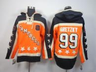 Edmonton Oilers -99 Wayne Gretzky Orange All Star Sawyer Hooded Sweatshirt Stitched NHL Jersey