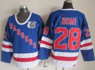 New York Rangers -28 Tie Domi Blue CCM 75TH Stitched NHL Jersey