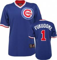 Mitchell and Ness Chicago Cubs -1 Kosuke Fukudome Stitched Blue Throwback MLB Jersey