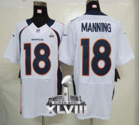 Nike Denver Broncos #18 Peyton Manning White Super Bowl XLVIII Men's Stitched NFL Elite Jersey