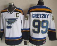 St Louis Blues -99 Wayne Gretzky White Navy CCM Throwback Stitched NHL Jersey