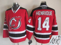 Autographed New Jersey Devils -14 Adam Henrique Red Stitched NHL Jersey