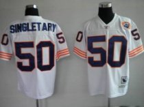 Mitchell and Ness Bears -50 Mike Singletary White With Big Number Bear Patch Stitched Throwback NFL