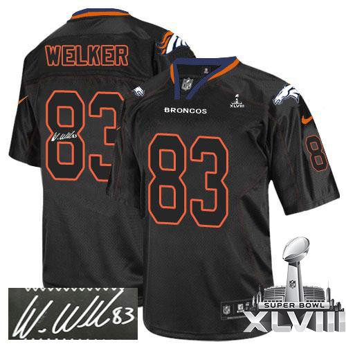 Nike Denver Broncos #83 Wes Welker Lights Out Black Super Bowl XLVIII Men's Stitched NFL Elite Autog