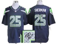 Nike Seattle Seahawks #25 Richard Sherman Steel Blue Team Color Men‘s Stitched NFL Elite Autographed